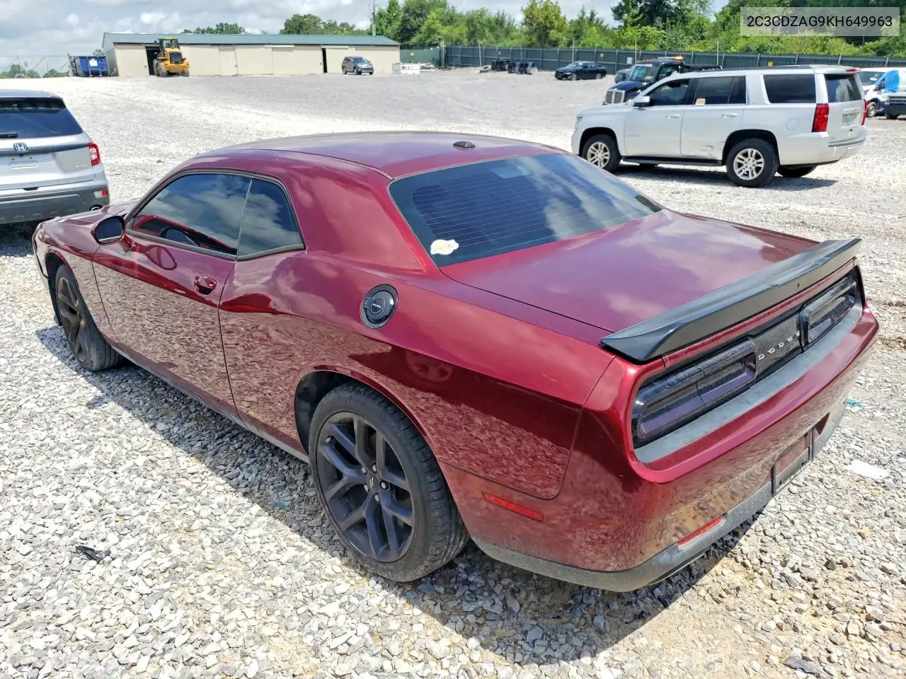 2019 Dodge Challenger Sxt VIN: 2C3CDZAG9KH649963 Lot: 61483236
