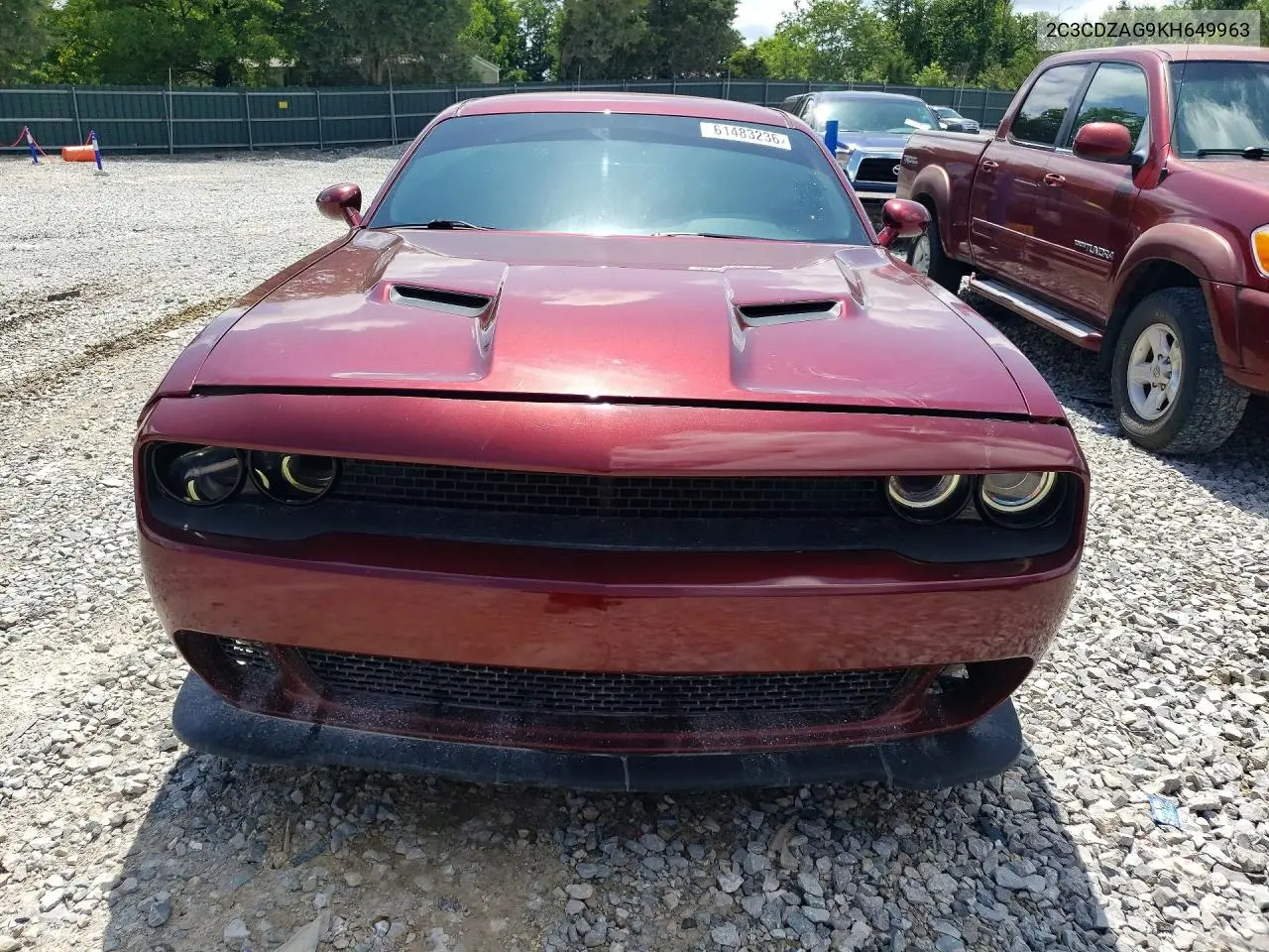2019 Dodge Challenger Sxt VIN: 2C3CDZAG9KH649963 Lot: 61483236