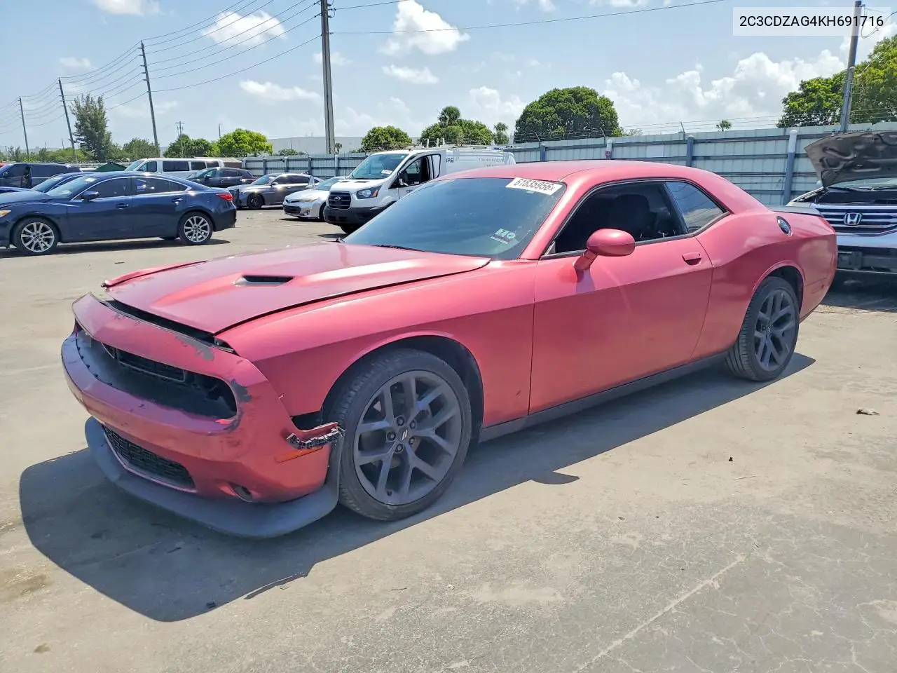 2019 Dodge Challenger Sxt VIN: 2C3CDZAG4KH691716 Lot: 61835956