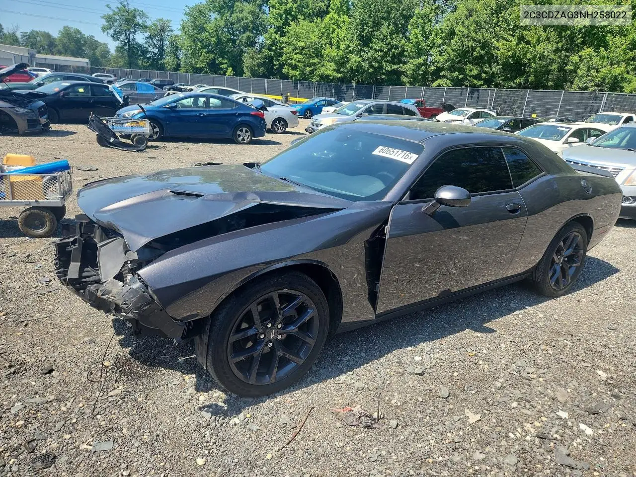 2022 Dodge Challenger Sxt VIN: 2C3CDZAG3NH258022 Lot: 60651716