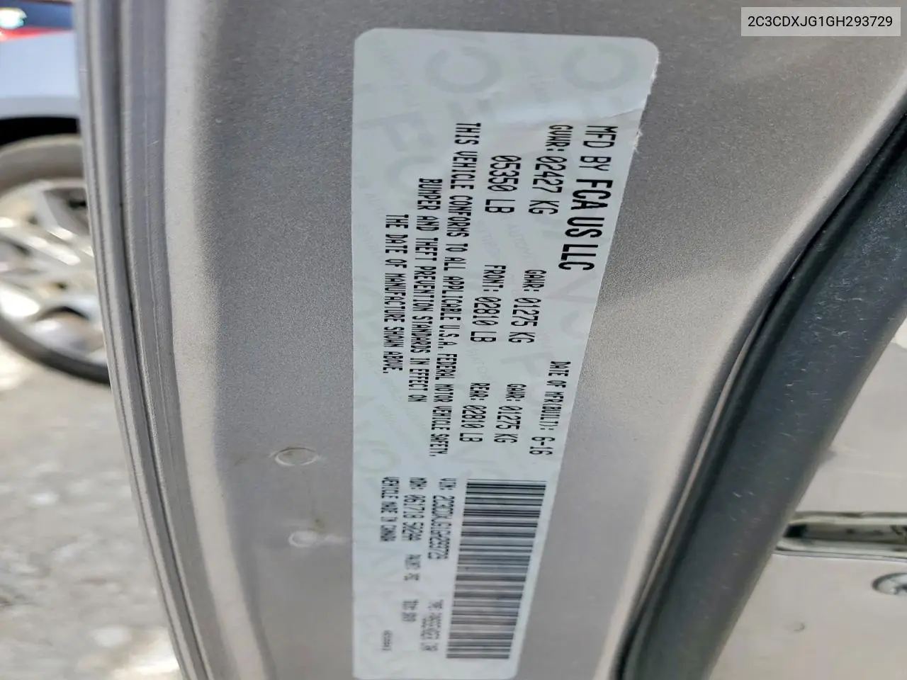 2C3CDXJG1GH293729 2016 Dodge Charger Sxt
