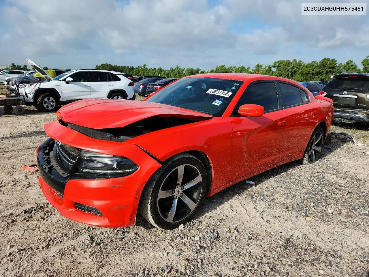 2017 Dodge Charger Sxt VIN: 2C3CDXHG0HH575481 Lot: 60087356