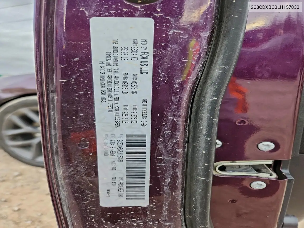 2C3CDXBG0LH157830 2020 Dodge Charger Sxt