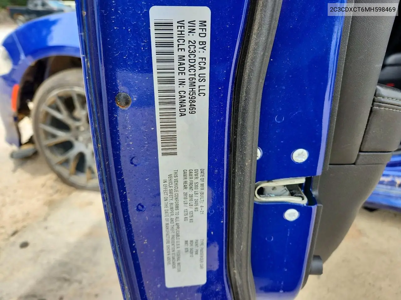 2C3CDXCT6MH598469 2021 Dodge Charger R/T