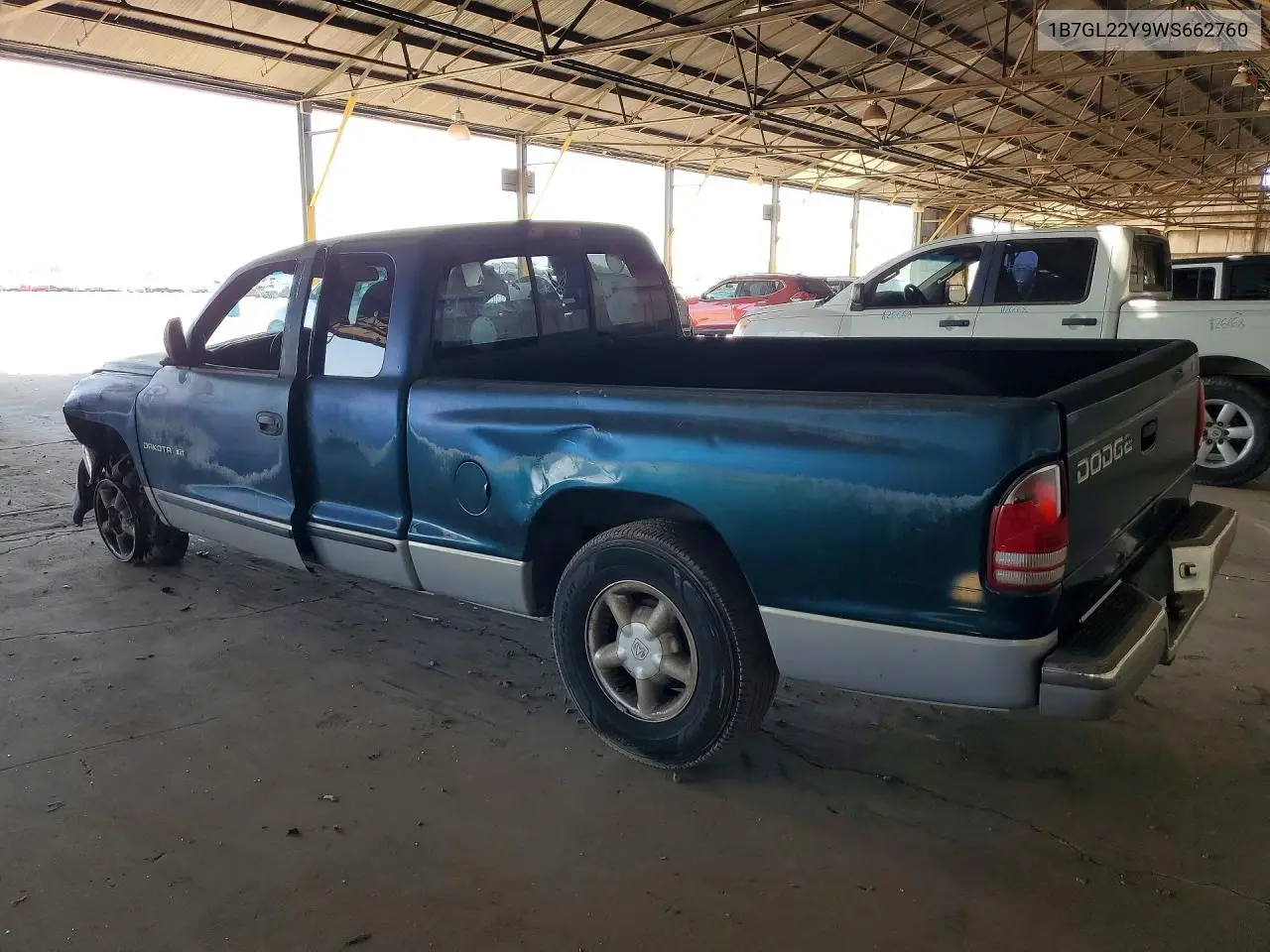 1998 Dodge Dakota VIN: 1B7GL22Y9WS662760 Lot: 60399336