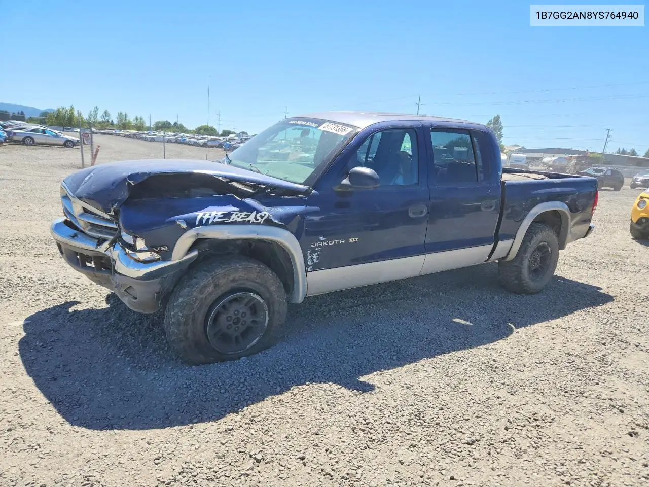 2000 Dodge Dakota Quad VIN: 1B7GG2AN8YS764940 Lot: 57731366