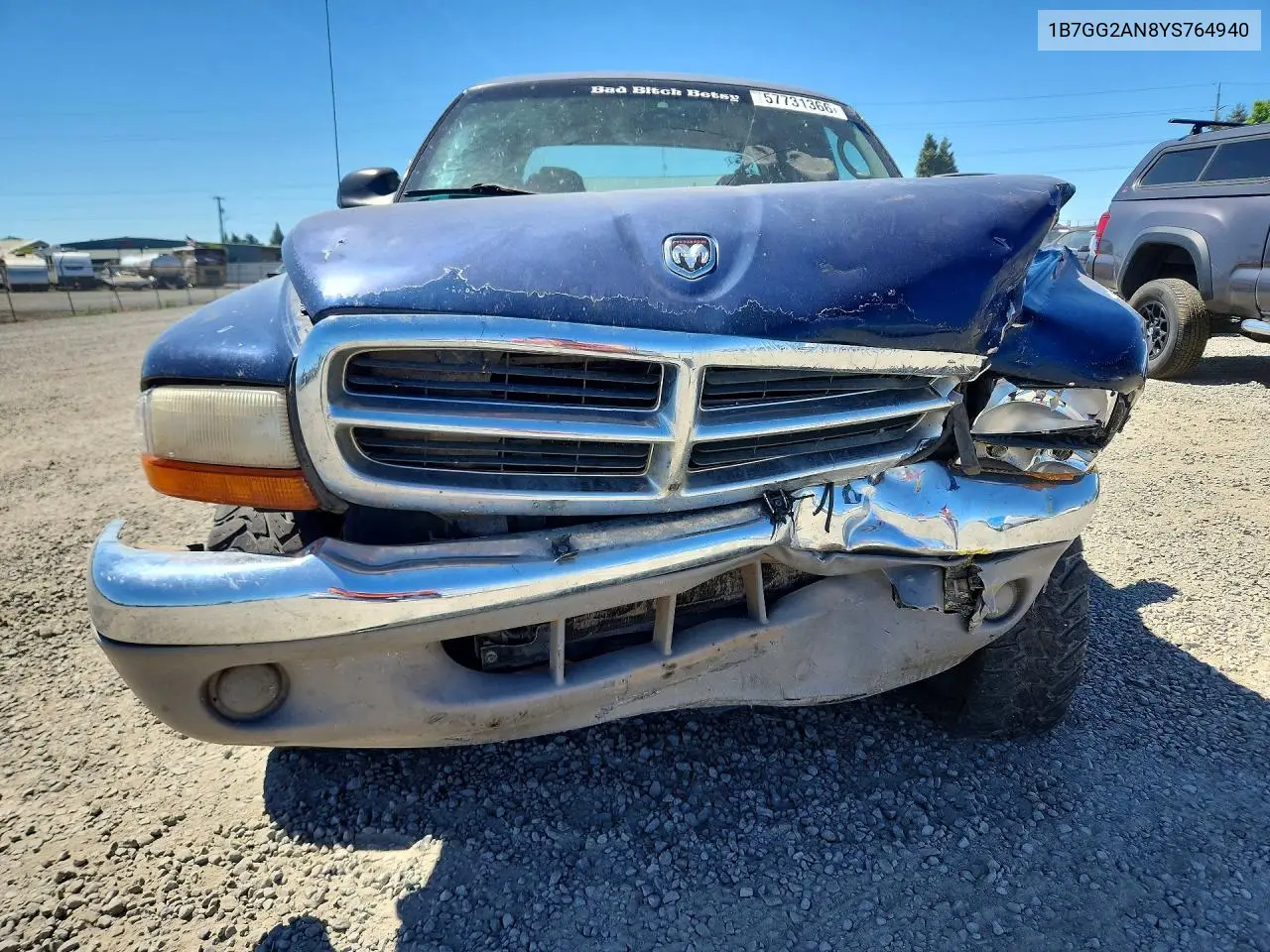 2000 Dodge Dakota Quad VIN: 1B7GG2AN8YS764940 Lot: 57731366