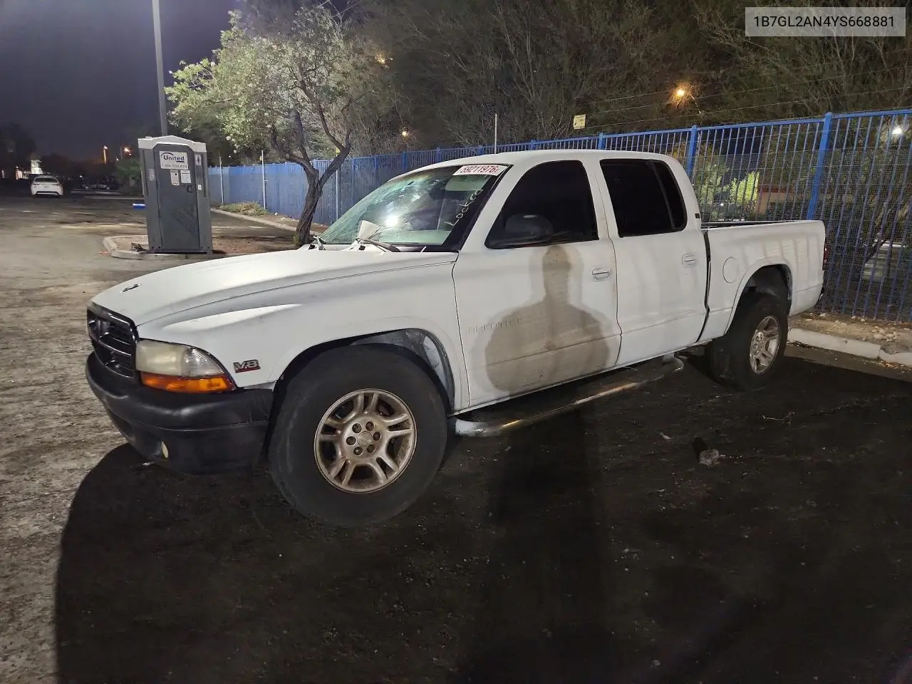 2000 Dodge Dakota Quad VIN: 1B7GL2AN4YS668881 Lot: 59211976
