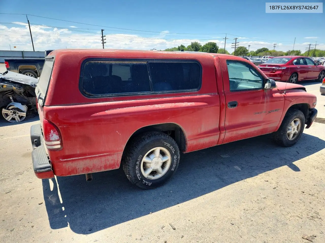 2000 Dodge Dakota VIN: 1B7FL26X8YS742647 Lot: 59370676