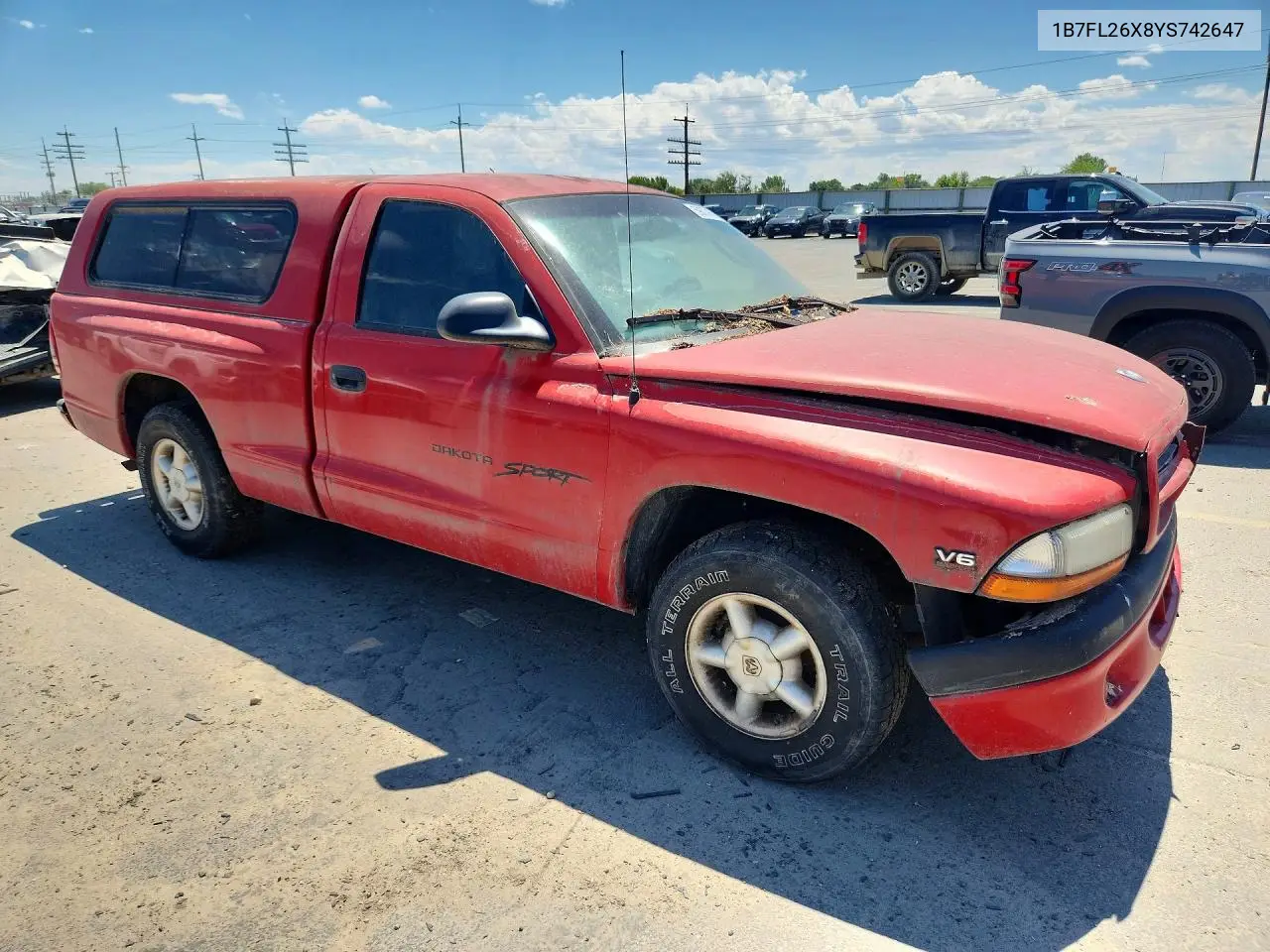 2000 Dodge Dakota VIN: 1B7FL26X8YS742647 Lot: 59370676