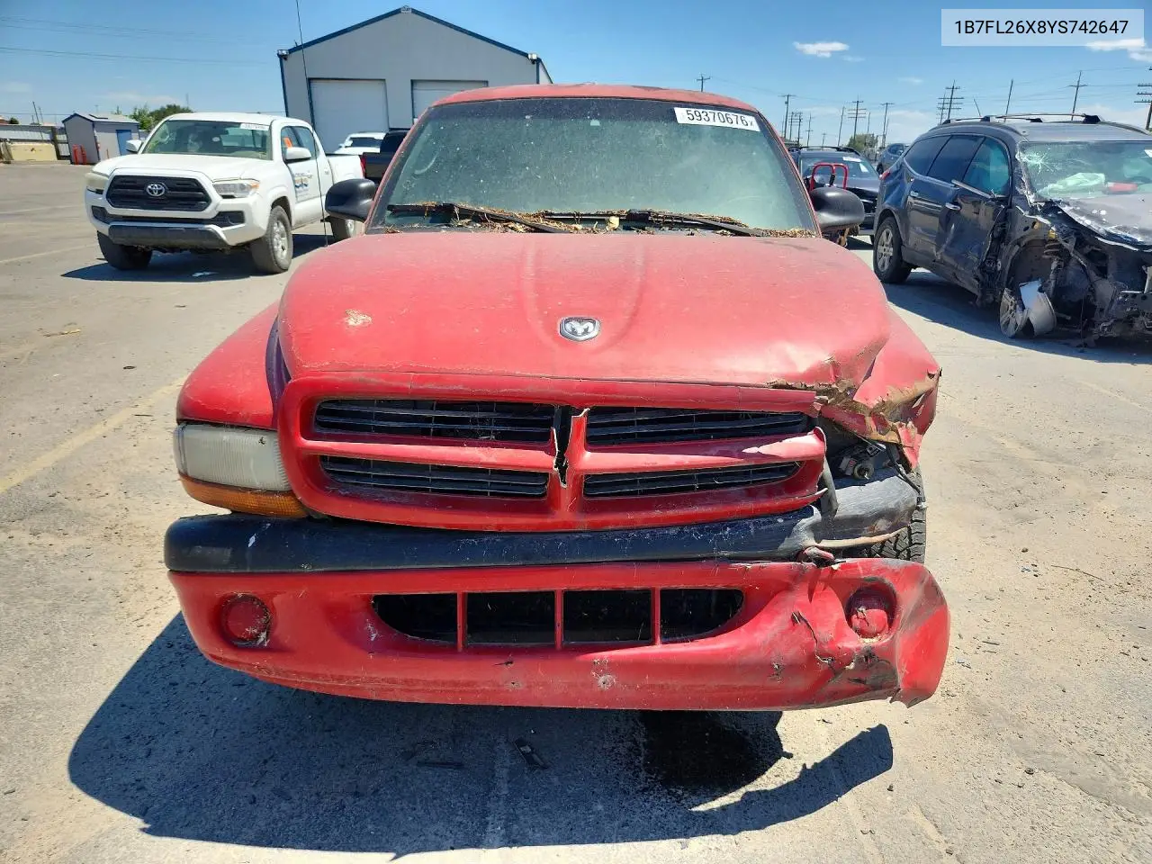 2000 Dodge Dakota VIN: 1B7FL26X8YS742647 Lot: 59370676
