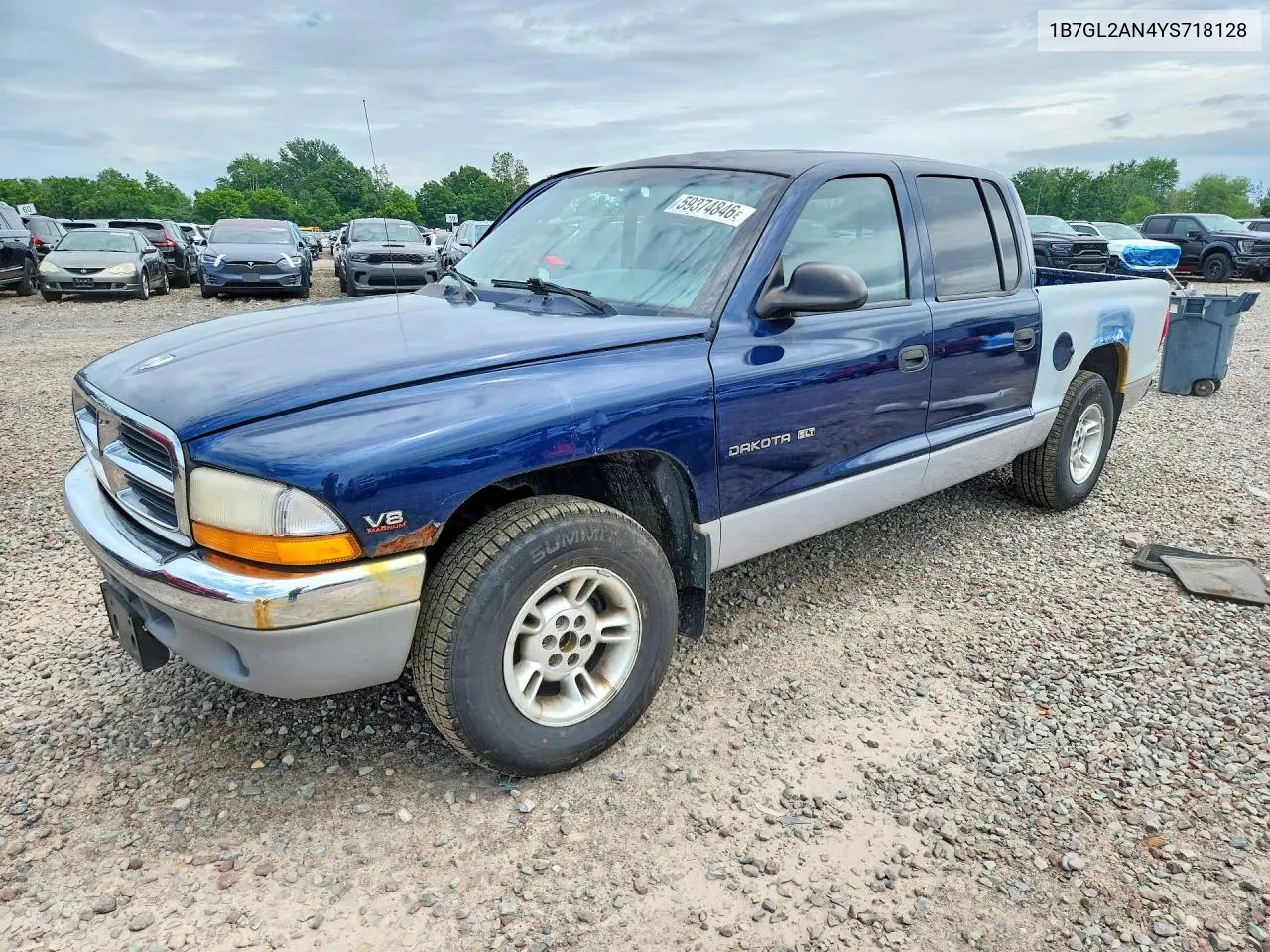 2000 Dodge Dakota Quad VIN: 1B7GL2AN4YS718128 Lot: 59374846