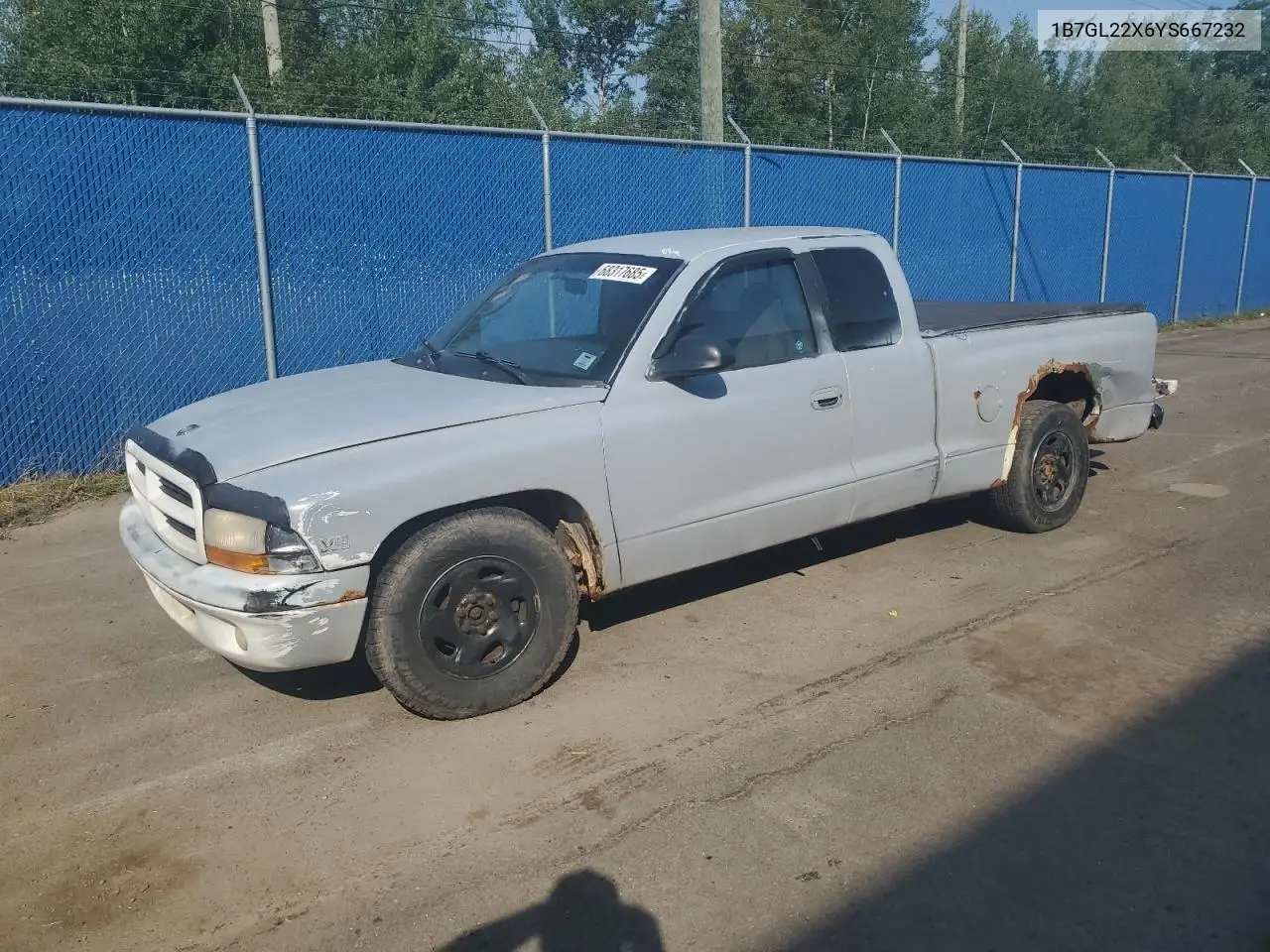 2000 Dodge Dakota VIN: 1B7GL22X6YS667232 Lot: 68317685