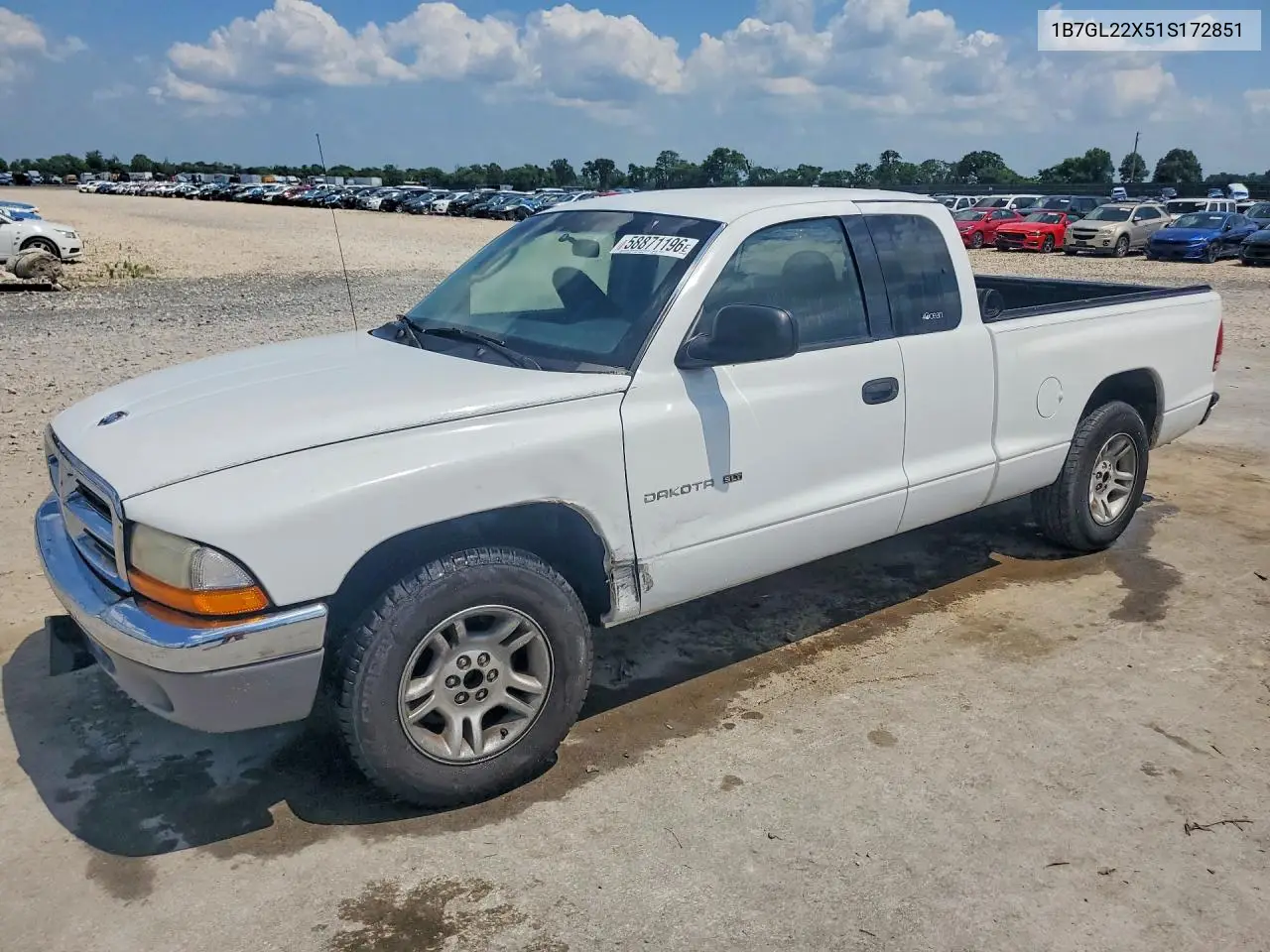 2001 Dodge Dakota VIN: 1B7GL22X51S172851 Lot: 58871196