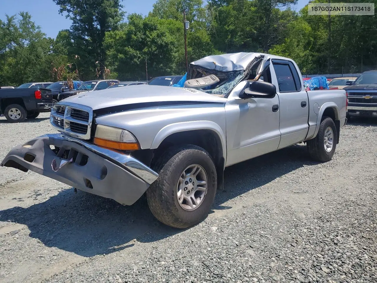 2001 Dodge Dakota Quad VIN: 1B7GG2AN11S173418 Lot: 59179166