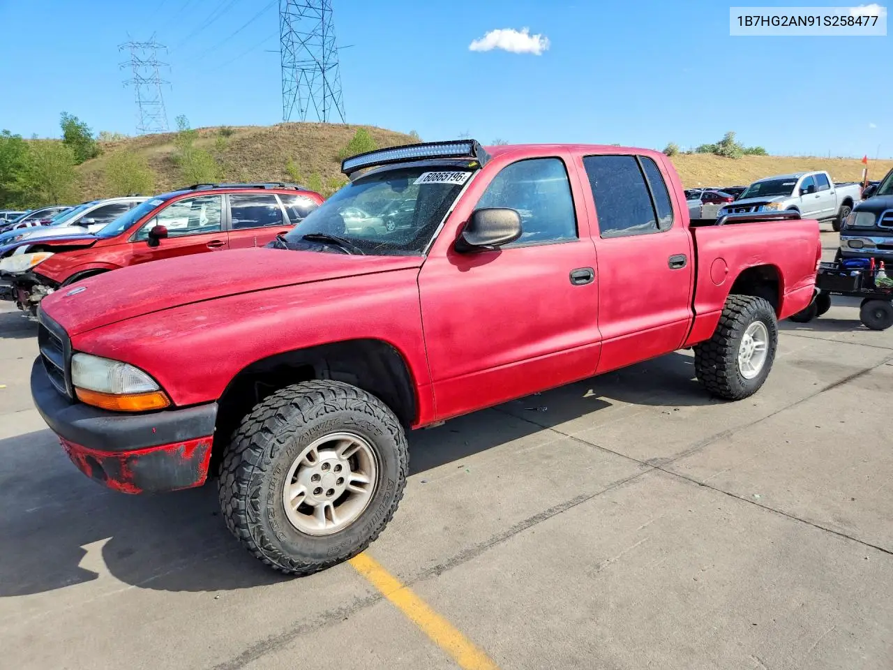 2001 Dodge Dakota Quad VIN: 1B7HG2AN91S258477 Lot: 60865196