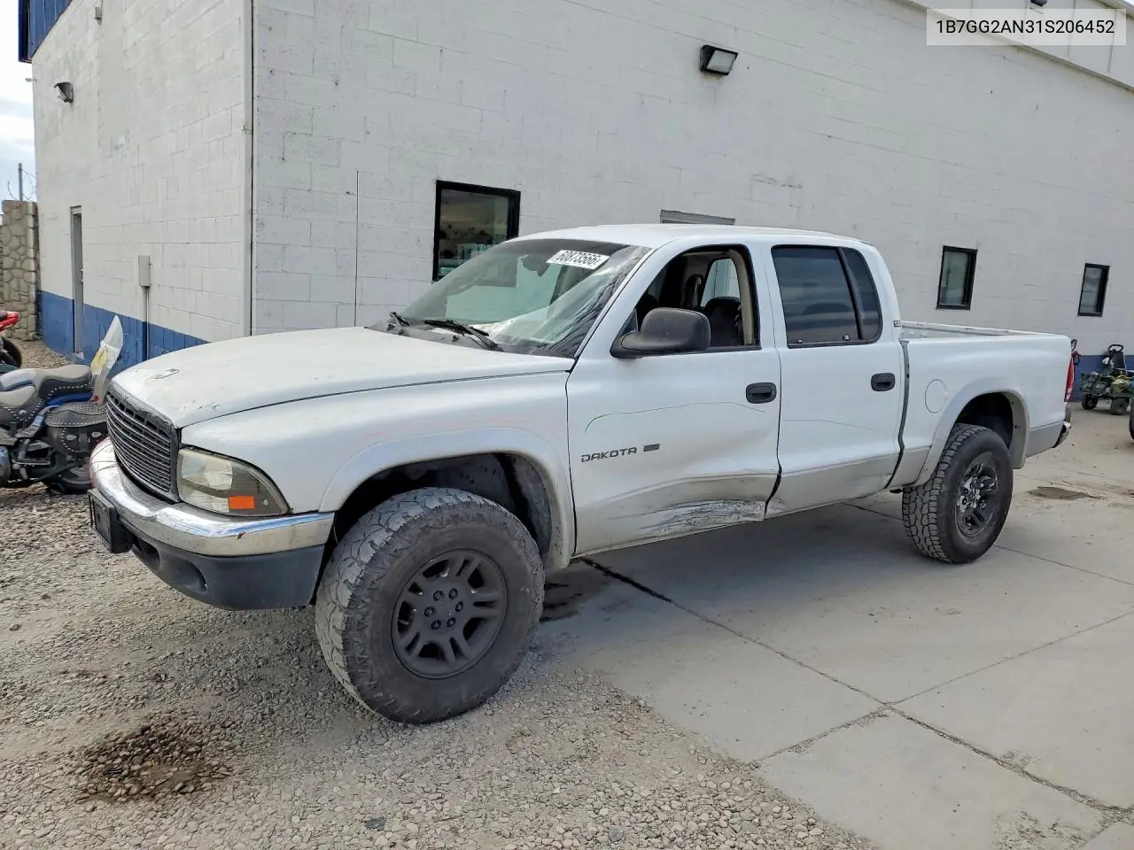 2001 Dodge Dakota Quad VIN: 1B7GG2AN31S206452 Lot: 60873566