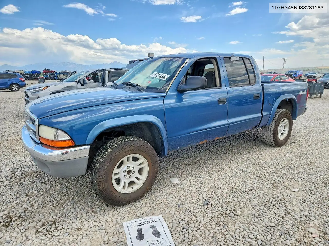 2003 Dodge Dakota Quad Slt VIN: 1D7HG48N93S281283 Lot: 59364346