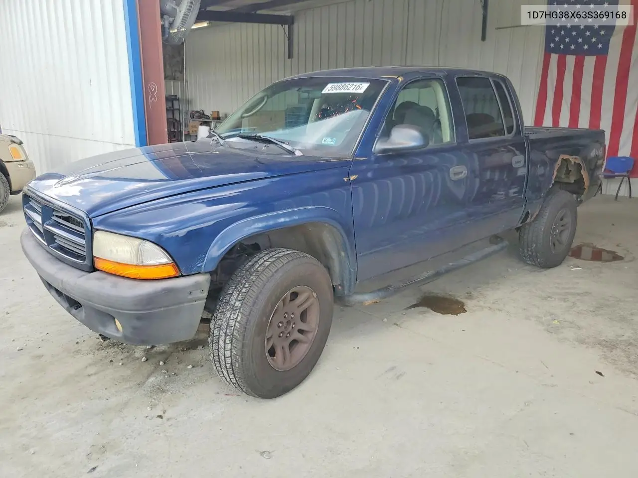 2003 Dodge Dakota Quad Sport VIN: 1D7HG38X63S369168 Lot: 59886216
