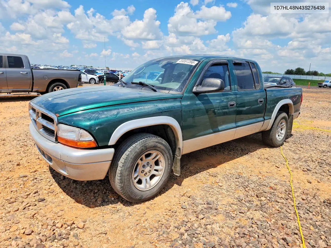 2003 Dodge Dakota Quad Slt VIN: 1D7HL48N43S276438 Lot: 59897266