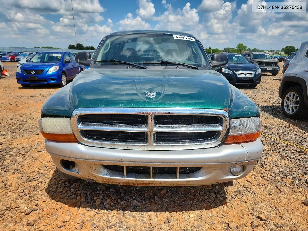 2003 Dodge Dakota Quad Slt VIN: 1D7HL48N43S276438 Lot: 59897266