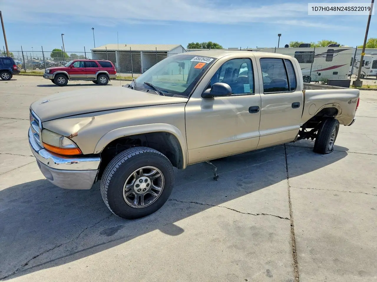 2004 Dodge Dakota Quad Slt VIN: 1D7HG48N24S522019 Lot: 85628455
