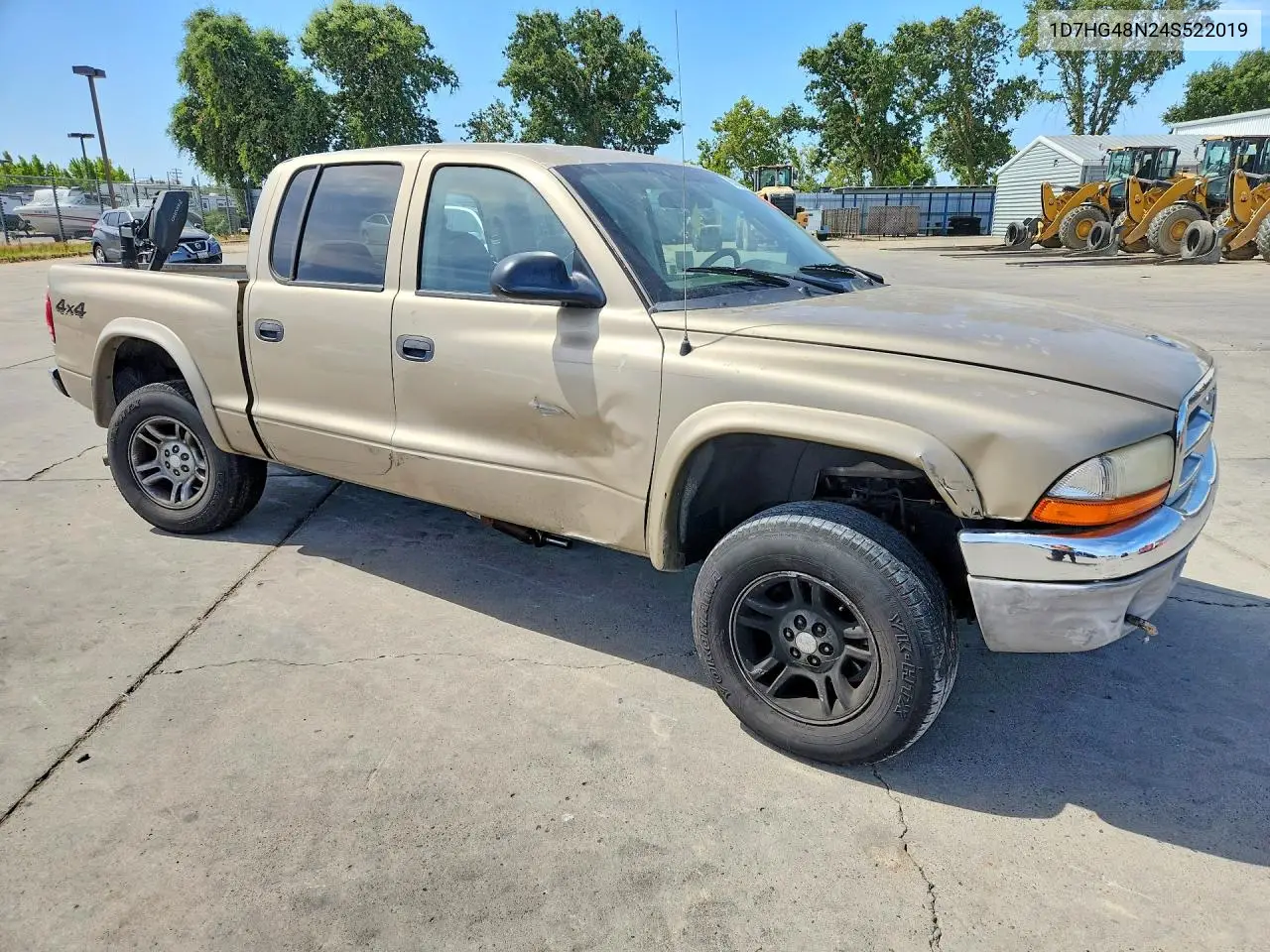 2004 Dodge Dakota Quad Slt VIN: 1D7HG48N24S522019 Lot: 85628455