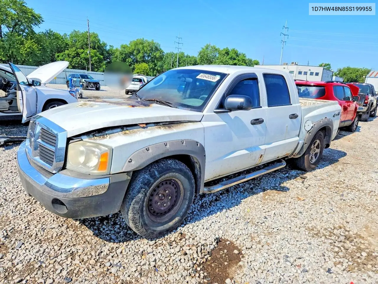 2005 Dodge Dakota Quad Slt VIN: 1D7HW48N85S199955 Lot: 60646556
