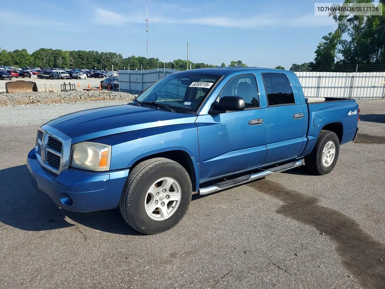 2006 Dodge Dakota Quad Slt VIN: 1D7HW48N36S517126 Lot: 60580106