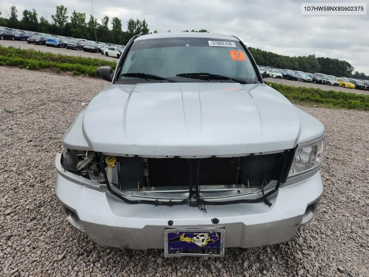 2008 Dodge Dakota Quad Laramie VIN: 1D7HW58NX8S602375 Lot: 57602436