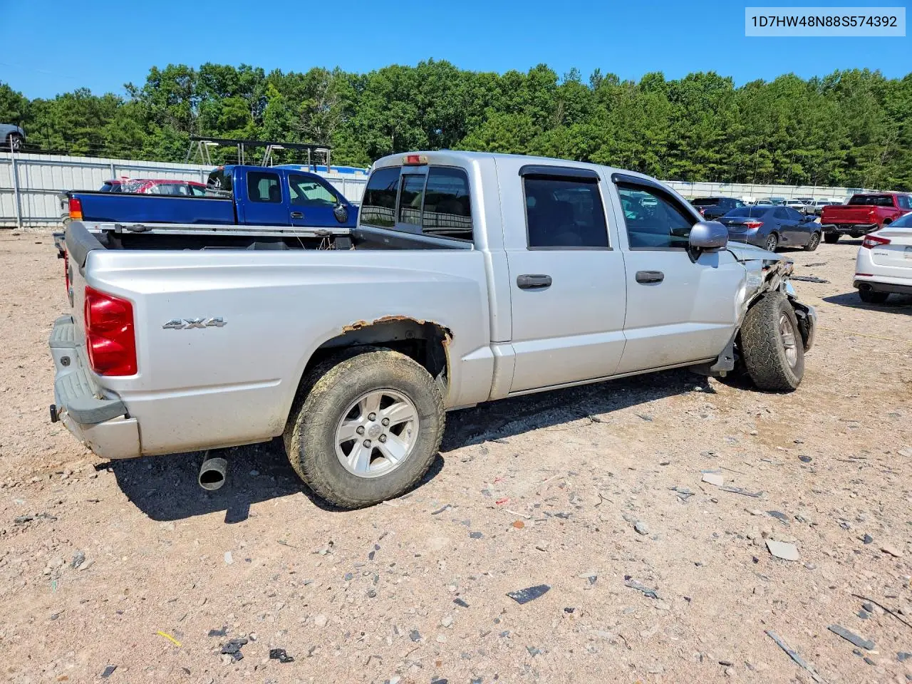 2008 Dodge Dakota Quad Slt VIN: 1D7HW48N88S574392 Lot: 60373826