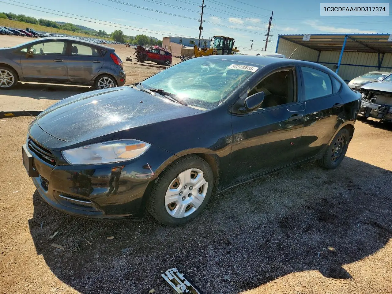2013 Dodge Dart Se VIN: 1C3CDFAA4DD317374 Lot: 58771576