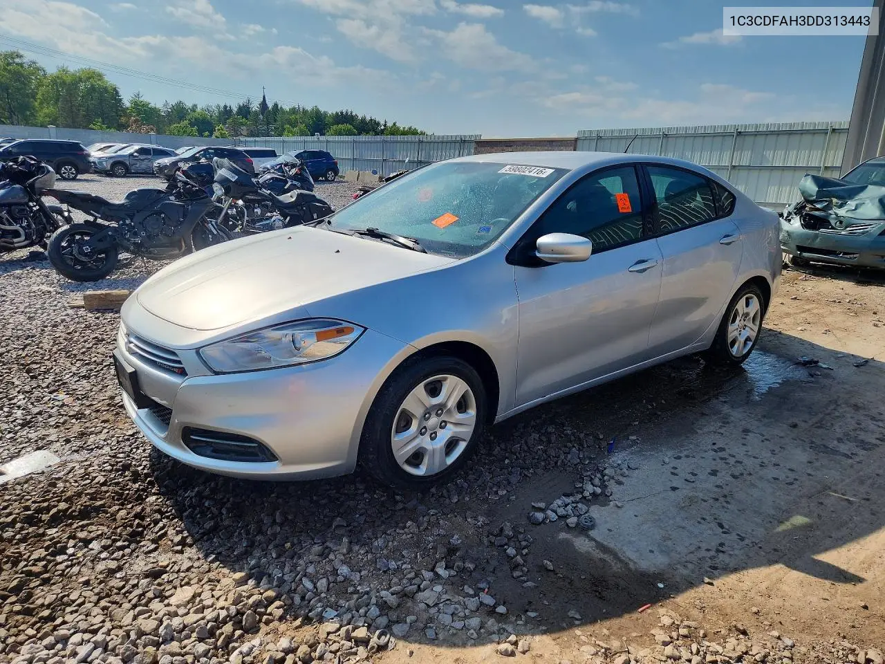 2013 Dodge Dart Se VIN: 1C3CDFAH3DD313443 Lot: 59802416