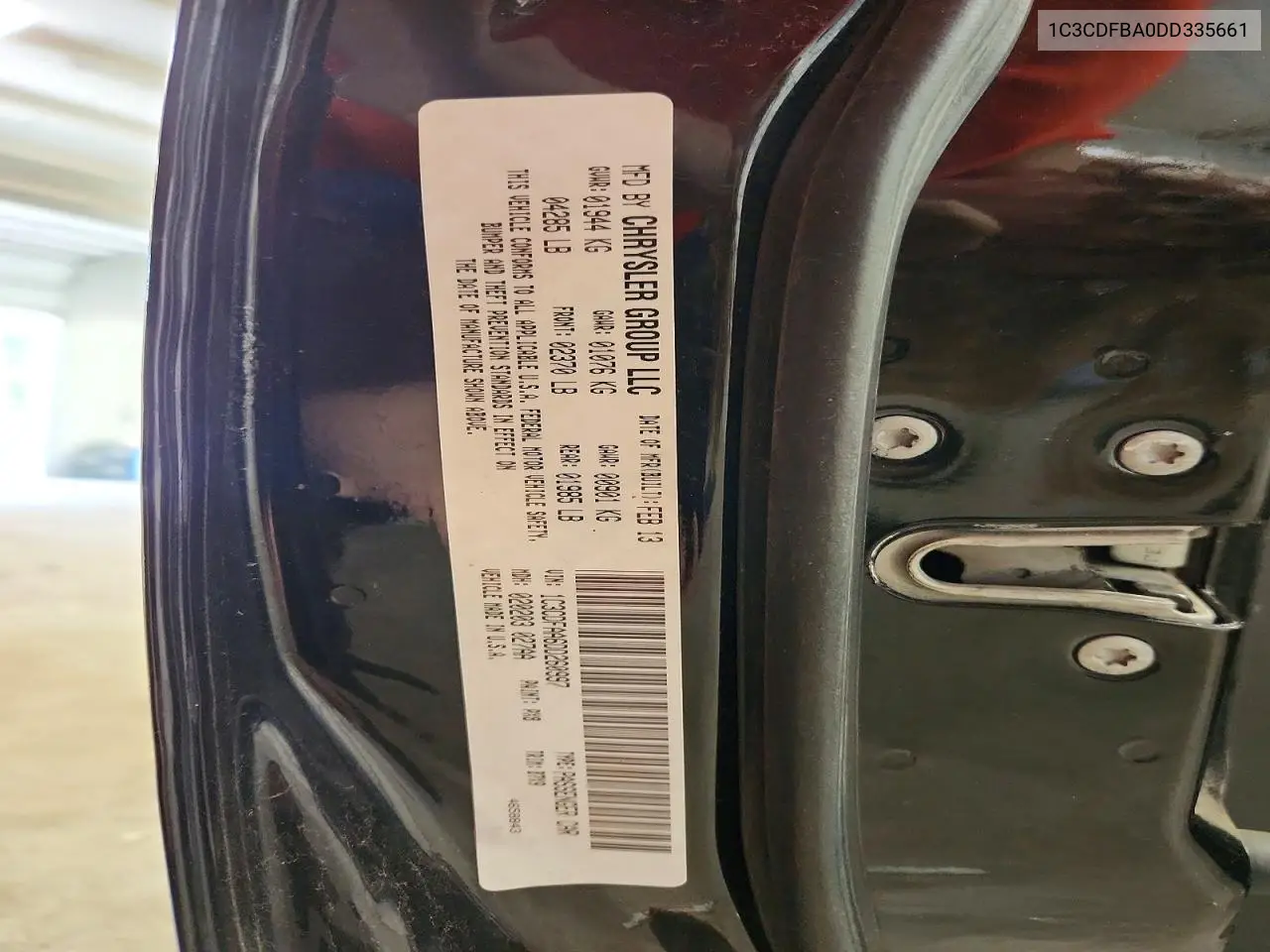 2013 Dodge Dart Sxt VIN: 1C3CDFBA0DD335661 Lot: 61339966
