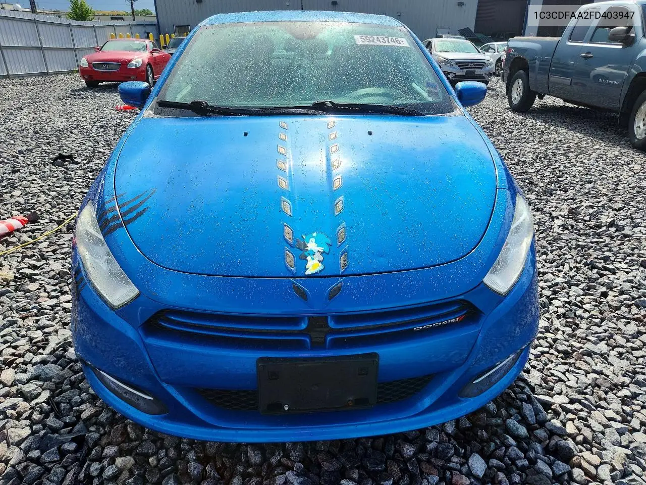 2015 Dodge Dart Se VIN: 1C3CDFAA2FD403947 Lot: 59243746