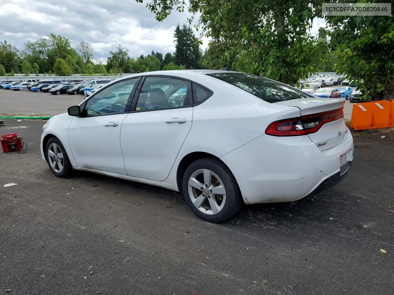 2016 Dodge Dart Sxt Sport VIN: 1C3CDFFA7GD820846 Lot: 58909516