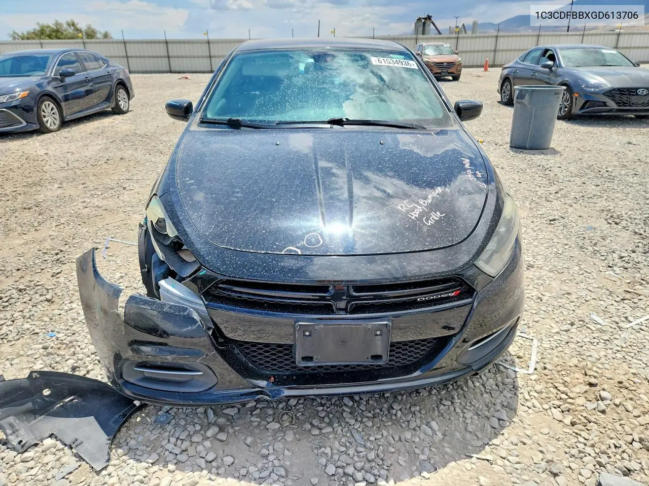 2016 Dodge Dart Sxt VIN: 1C3CDFBBXGD613706 Lot: 61534936