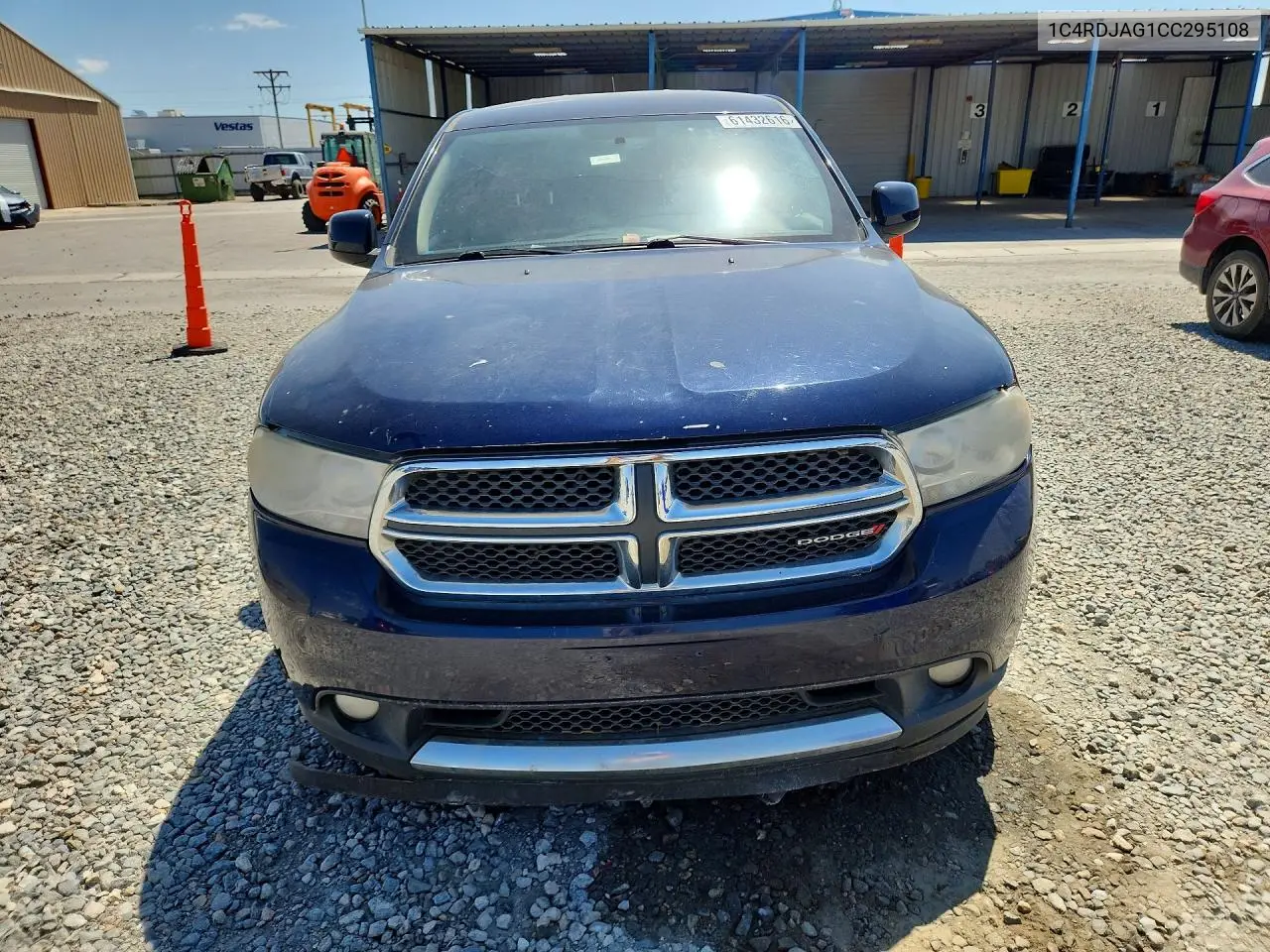 2012 Dodge Durango Sxt VIN: 1C4RDJAG1CC295108 Lot: 61432616