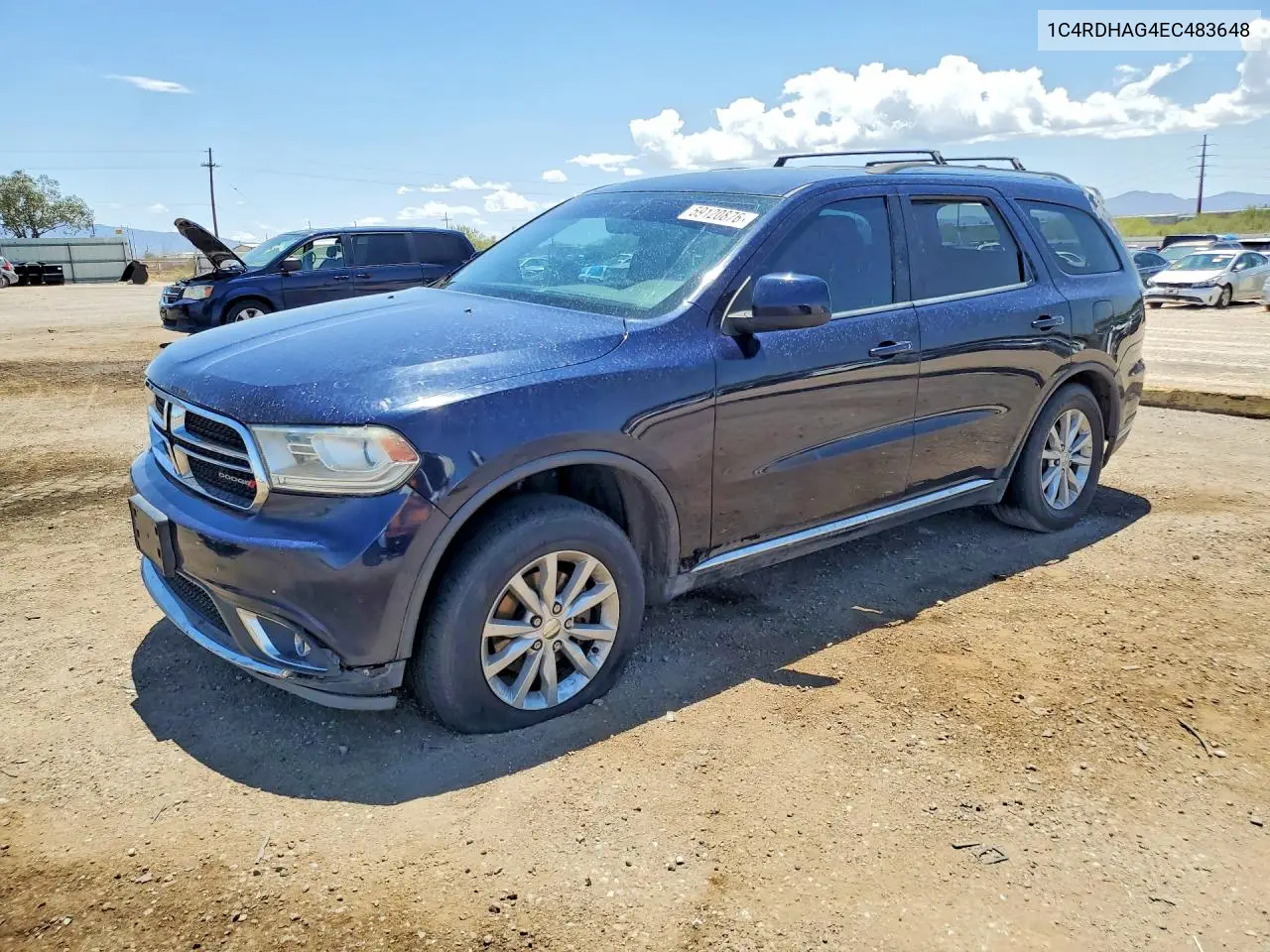 2014 Dodge Durango Sxt VIN: 1C4RDHAG4EC483648 Lot: 59120876