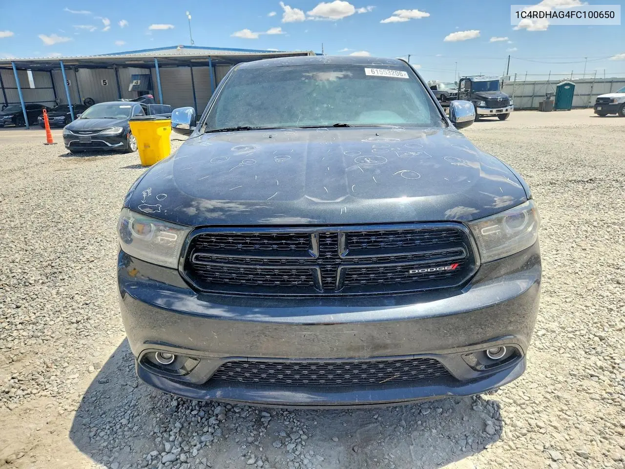 2015 Dodge Durango Sxt VIN: 1C4RDHAG4FC100650 Lot: 61553206