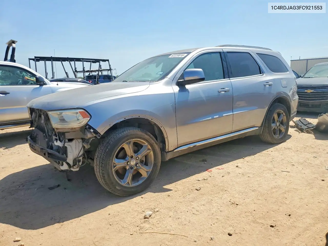 2015 Dodge Durango Sxt VIN: 1C4RDJAG3FC921553 Lot: 62220816