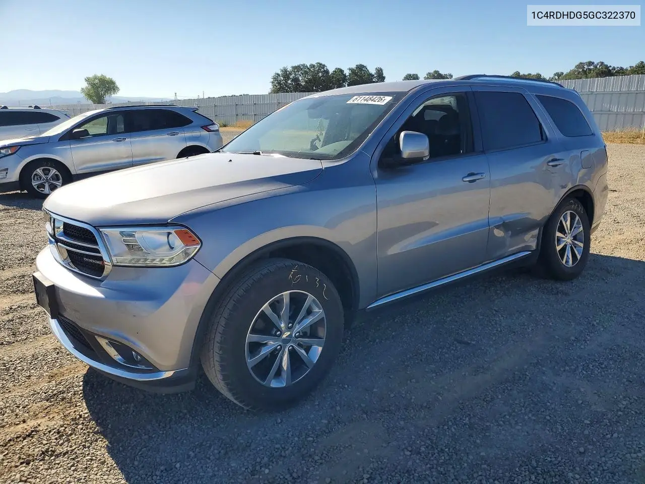 2016 Dodge Durango Limited VIN: 1C4RDHDG5GC322370 Lot: 61148426
