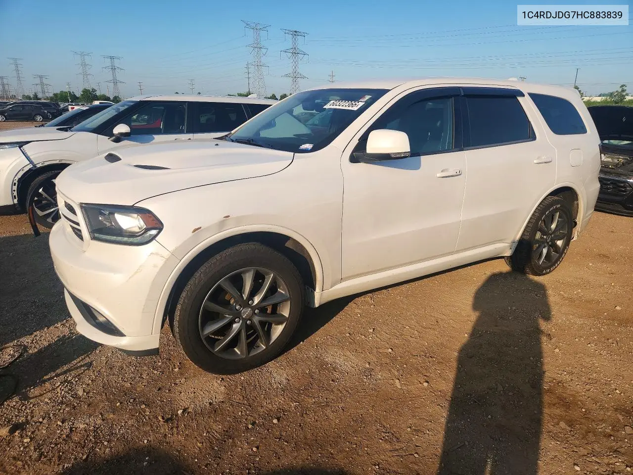 2017 Dodge Durango Gt VIN: 1C4RDJDG7HC883839 Lot: 60322366