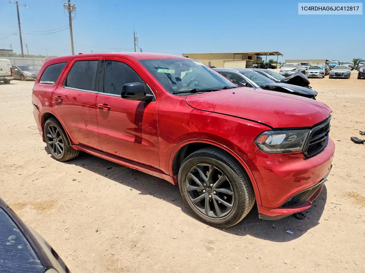 2018 Dodge Durango Sxt VIN: 1C4RDHAG6JC412817 Lot: 62123796