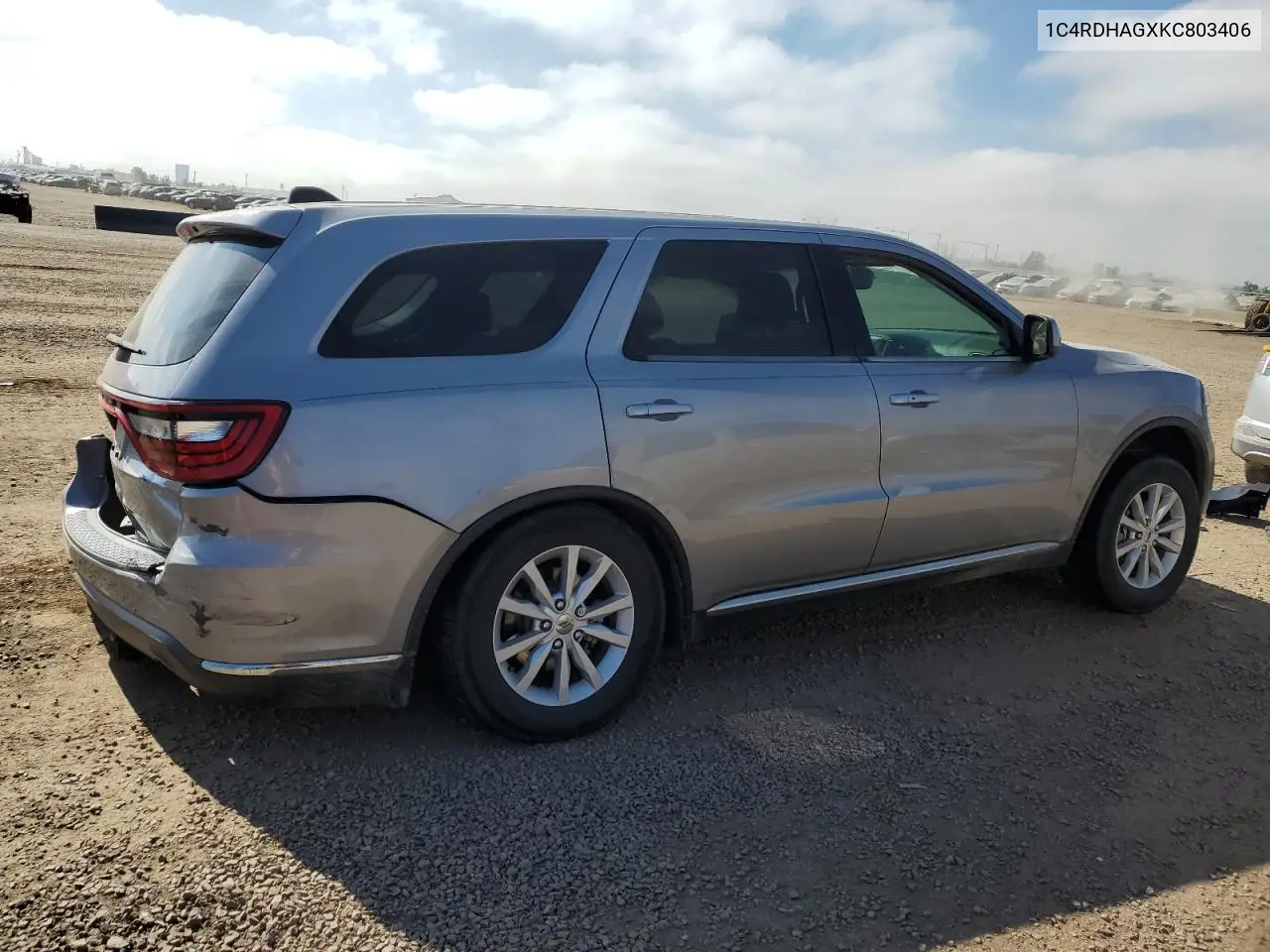 1C4RDHAGXKC803406 2019 Dodge Durango Sxt