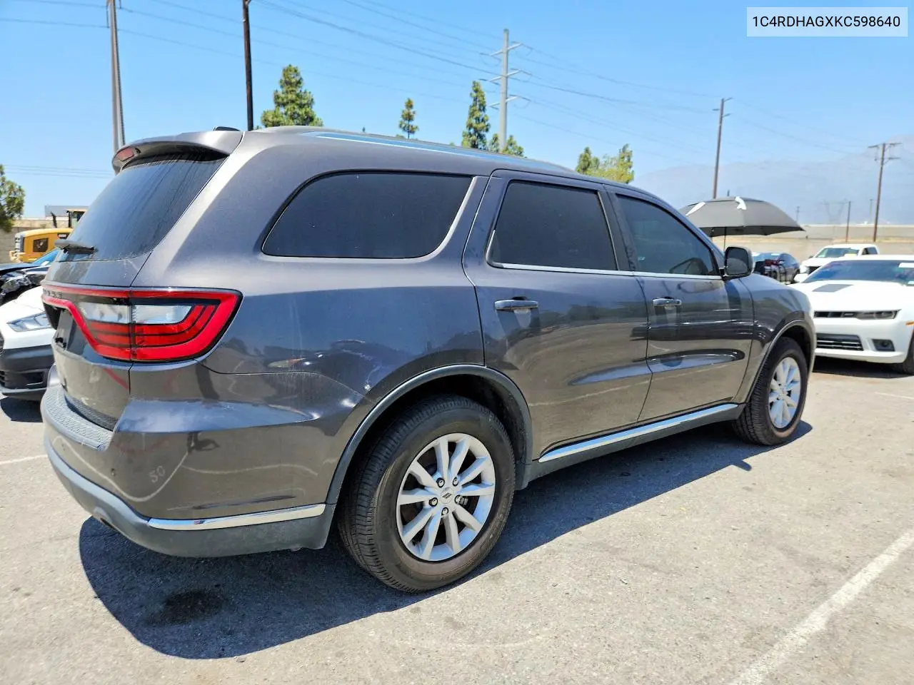 2019 Dodge Durango Sxt Plus VIN: 1C4RDHAGXKC598640 Lot: 56117836