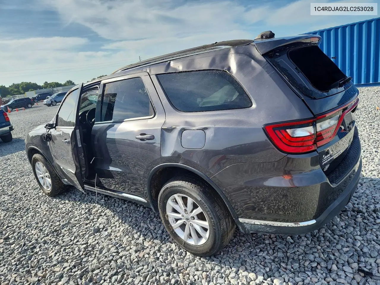 2020 Dodge Durango Sxt VIN: 1C4RDJAG2LC253028 Lot: 57752036