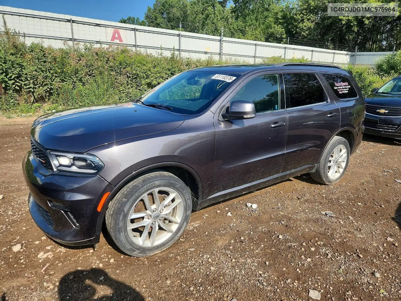 2021 Dodge Durango Gt VIN: 1C4RDJDG1MC575964 Lot: 61110376