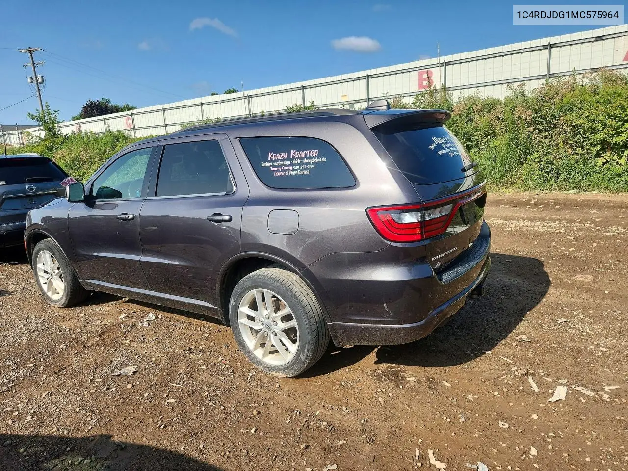 2021 Dodge Durango Gt VIN: 1C4RDJDG1MC575964 Lot: 61110376