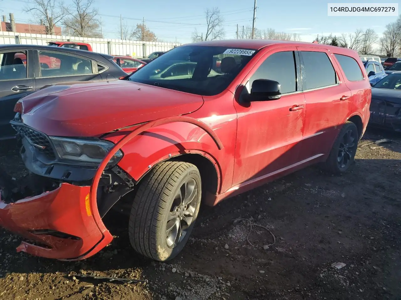 1C4RDJDG4MC697279 2021 Dodge Durango Gt